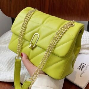 Lime Green Neon Crossbody Quilted Shoulder Mini Bag
